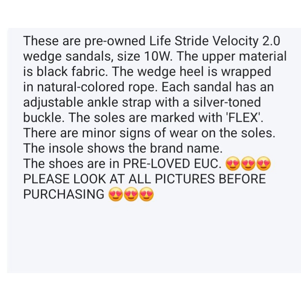 🌷EUC Women's Life Stride Black Wedge Sandals Size 10W - Picture 8 of 9
